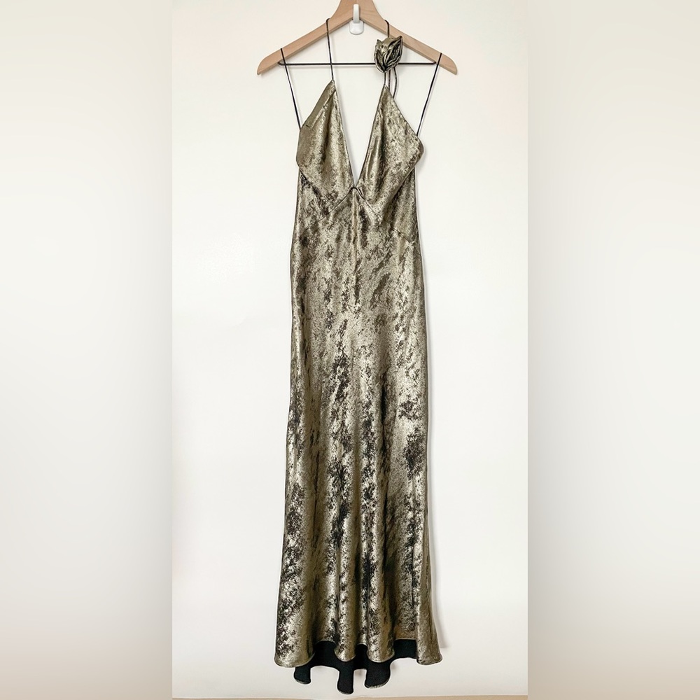 Zara Metallic Silver Halter Dress - Picture 2 of 16